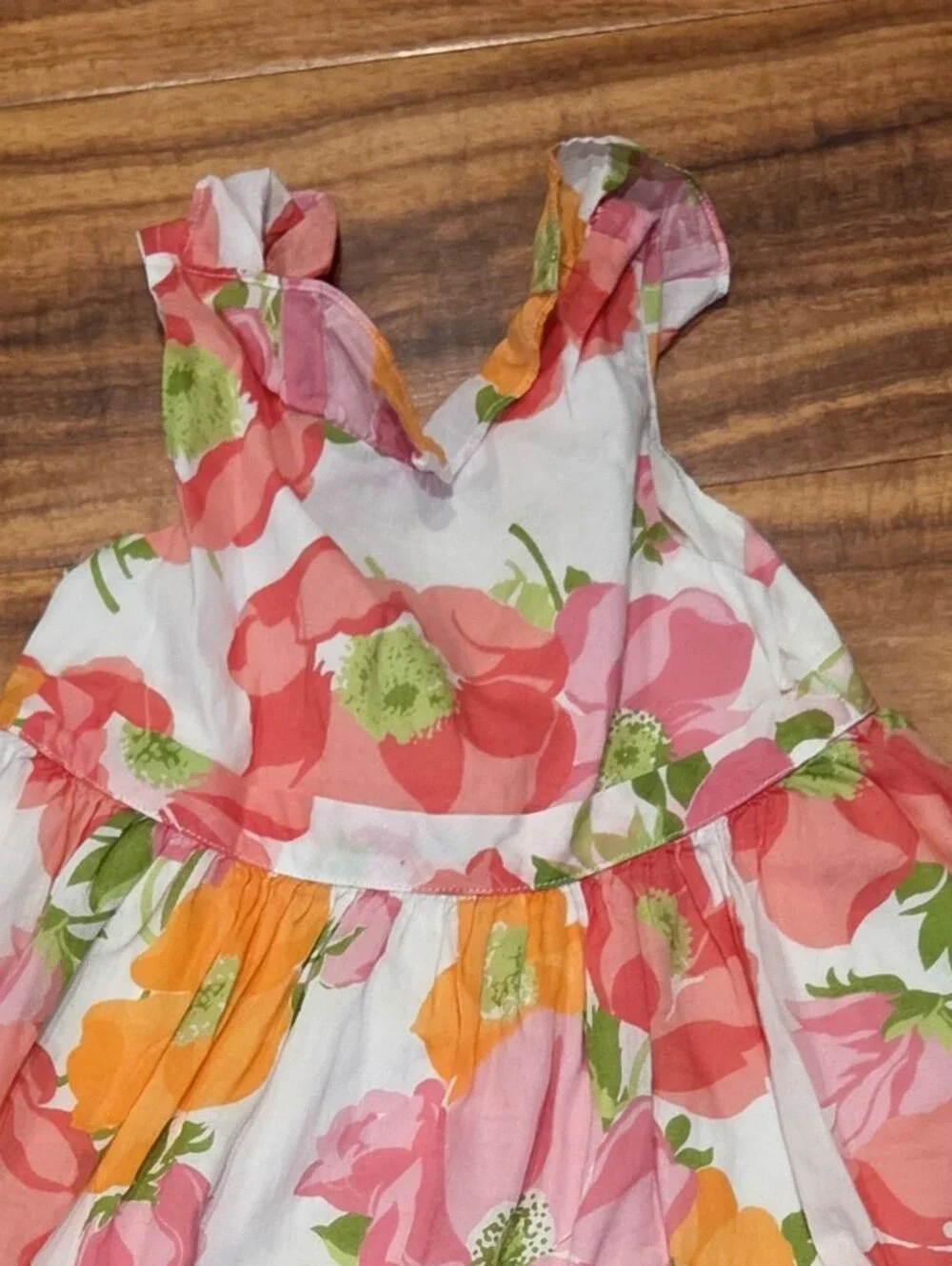 Janie and Jack EUC 12-18 months orange/pink/ivory floral dress and crop sweater